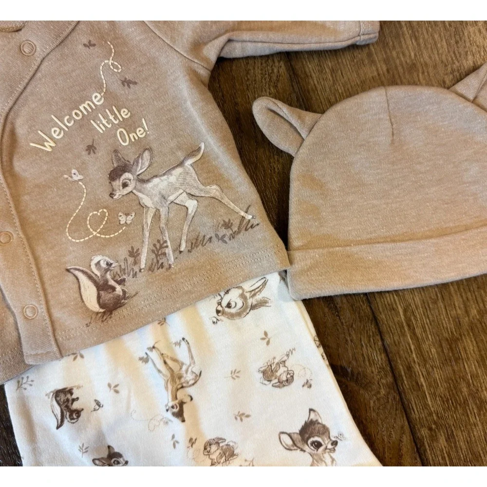 Disney Baby Bambi Bundle Preemie Outfit Hat Welcome Little One Gender Neutral